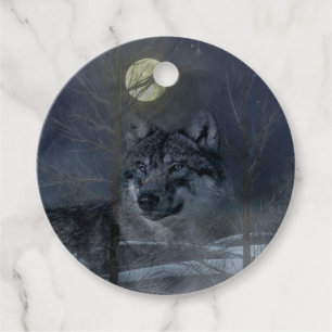 Wolf Spirit Moon Night Favour Tags