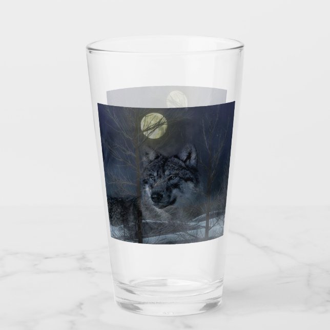 Wolf Spirit Moon Night Glass (Front)