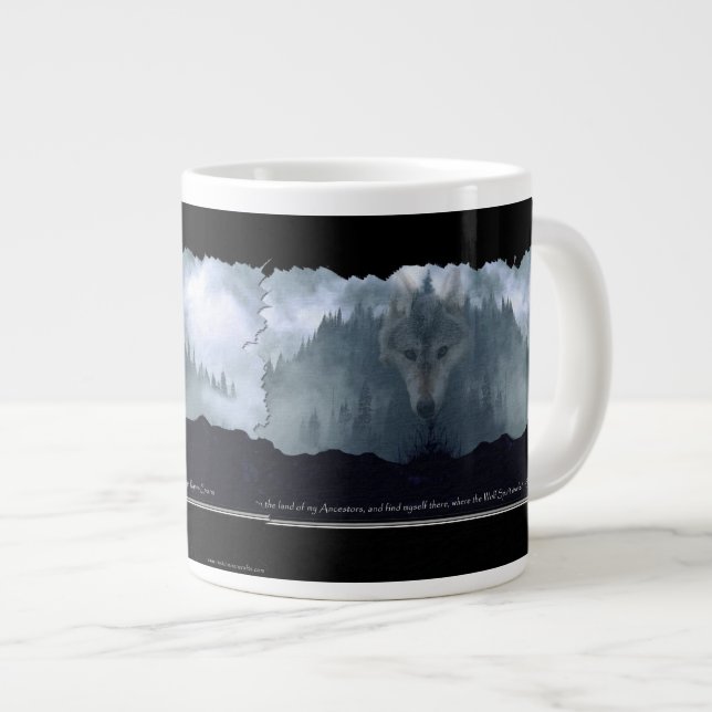 Wolf Spirit & Mountain Jumbo Soupe & Café Mug (Devant droit)