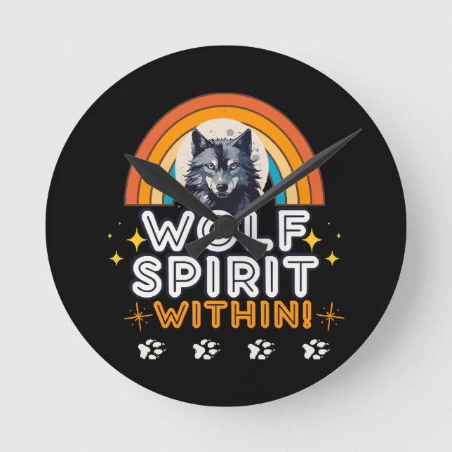 Wolf Spirit Within Round Clock (Front)