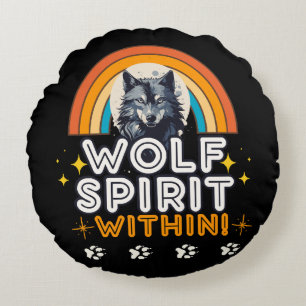 Wolf Spirit Within Round Pillow