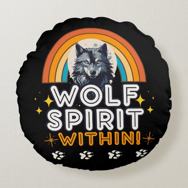 Wolf Spirit Within Round Pillow (Front)