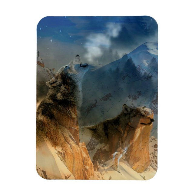Wolf Spirits in Mountain Mist Magnet (Vertical)