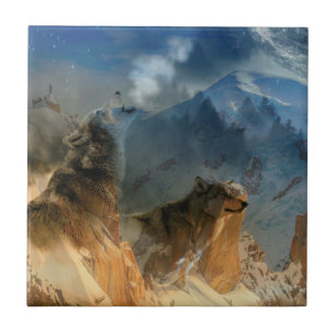Wolf Spirits in Mountain Mist Tile