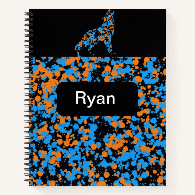 Wolf Splattered Paint  Notebook (Front)