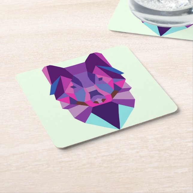 Wolf Square Paper Coaster (Angled)