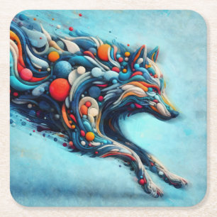 Wolf Square Paper Coaster