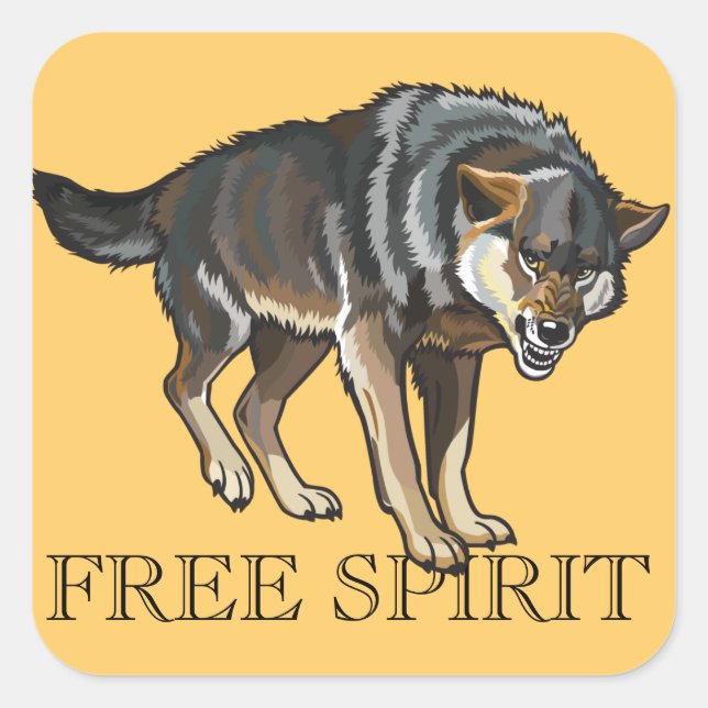 wolf square sticker (Front)