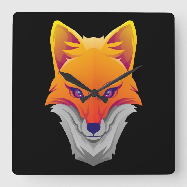 Wolf Square Wall Clock (Front)