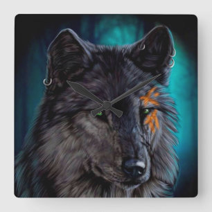 Wolf Square Wall Clock
