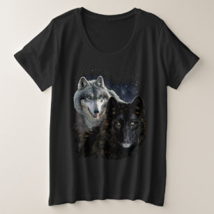 Wolf Star Wolves Wild Moon Stars Loyal Gray Wolf D Plus Size T-Shirt