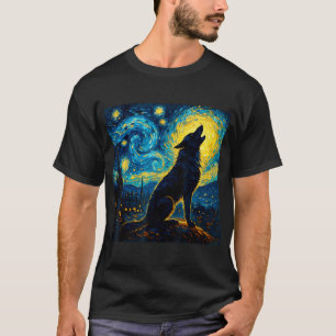 Wolf Starry Night Howling Moon Funny Gifts For Men T-Shirt