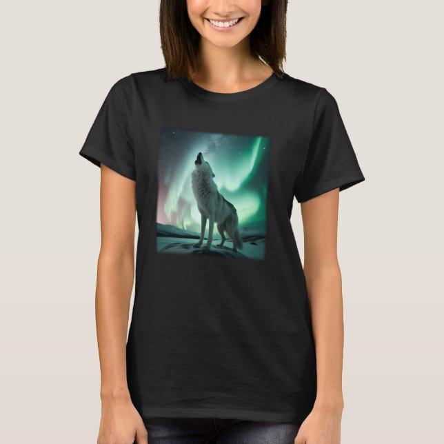 Wolf Starry Night Wolf Mom, Wolf Dad, Wolves Lover T-Shirt (Front)