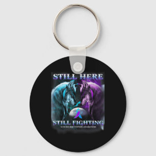 Wolf Still Here Still Fighting Suicide Prevention  Keychain