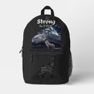  Wolf Strong  Printed Backpack