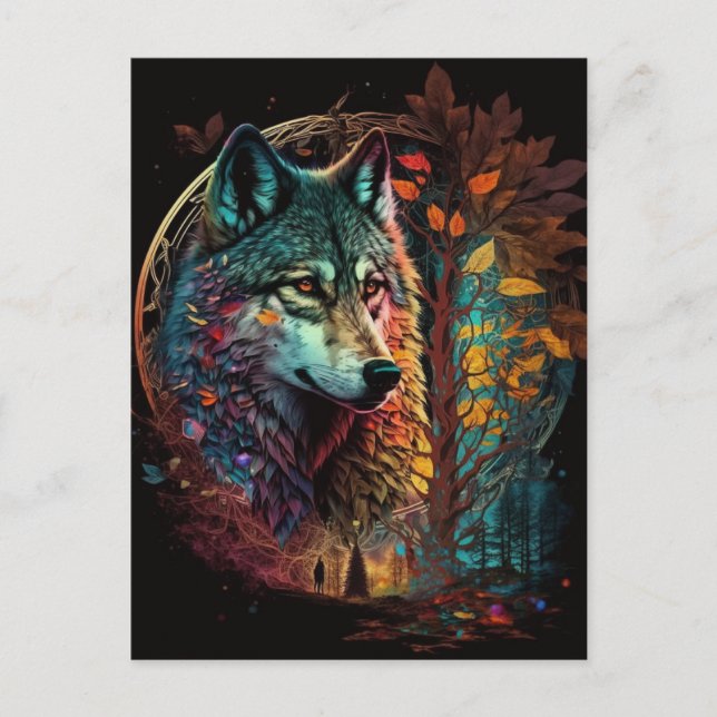 Wolf Surreal Fantasy Postcard (Front)