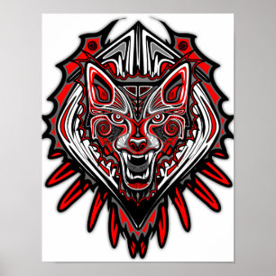 Wolf Tattoo Style Haida Art Poster Papier (Matte)