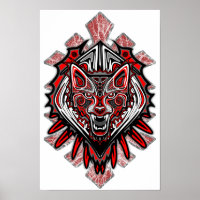 Wolf Tattoo Style Haida Art Poster Papier (Matte)