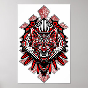Wolf Tattoo Style Haida Art Poster Papier (Matte)