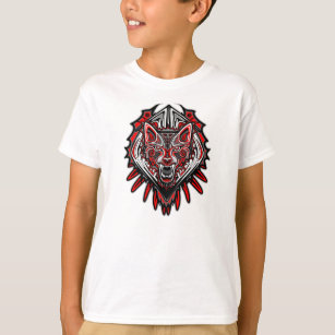 Wolf Tattoo Style Haida Art V-Neck Kids T-Shirt