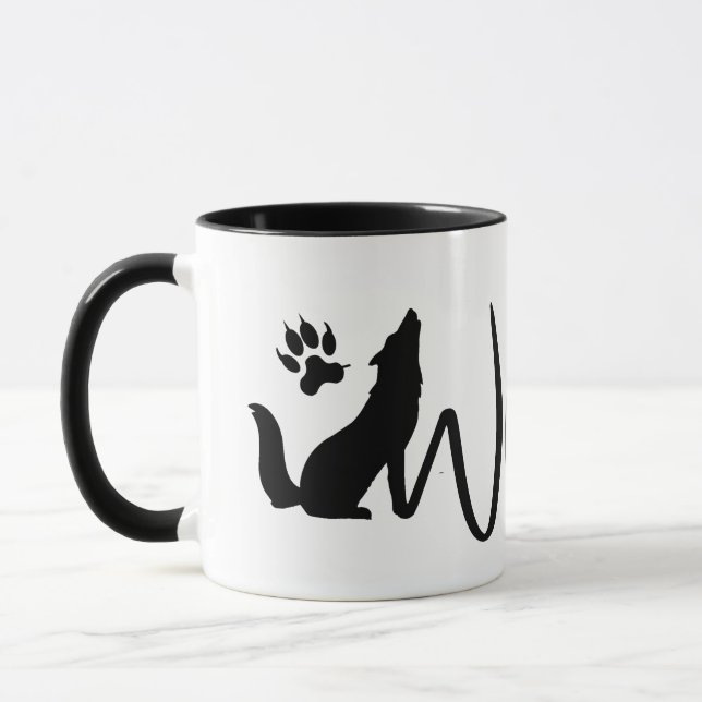 Wolf Text Graphic Logo  Mug (Left)
