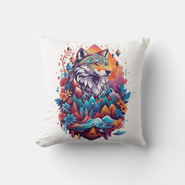 wolf throw pillow (Front)