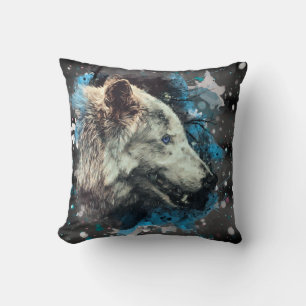 *~* Wolf Totem Blue Abstract Polyester Boho Throw Pillow