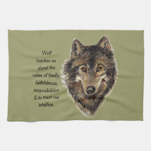 Wolf totem Inspirational Spirit Guide Animal Kitchen Towel