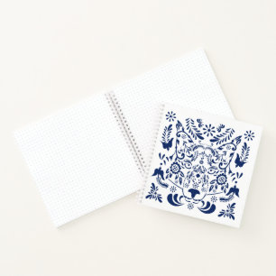 Wolf traditional folk pattern notebook