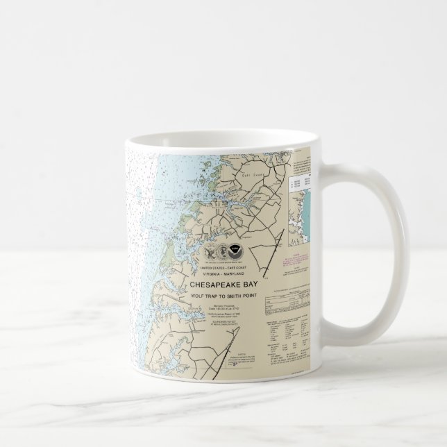 Wolf Trap to Smith Point Nautical Chart Coffee Mug (Right)