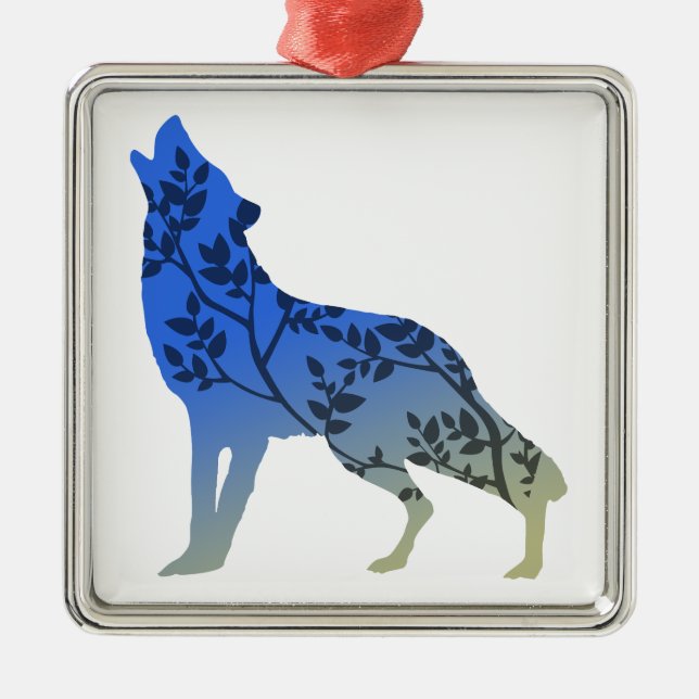 Wolf Tree Metal Ornament (Front)