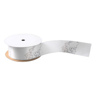 Wolf Tribal Beige White Taupe Satin Ribbon