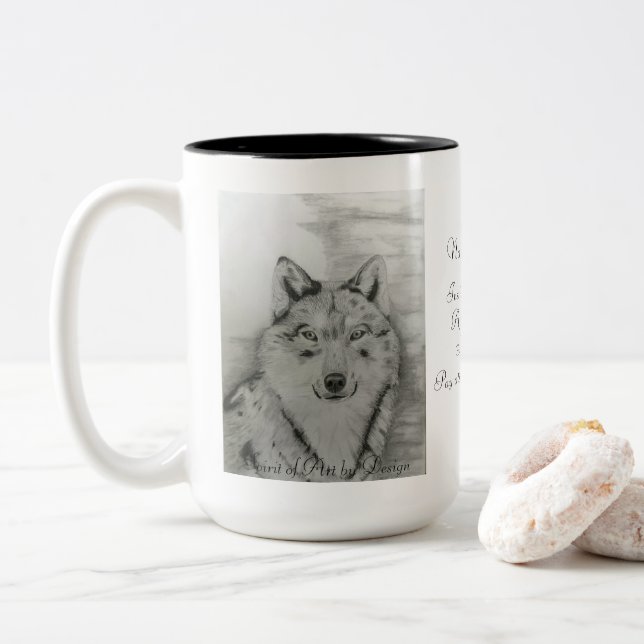 Wolf Two-Tone Coffee Mug (With Donut)