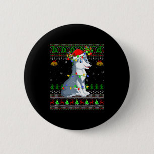 Wolf Ugly Christmas Sweaters Holiday Santa Cute Xm 2 Inch Round Button