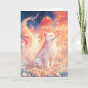 Wolf Under the Cloudy Starry Sky Card