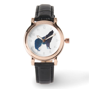Wolf universe silhouette - Choose background color Watch