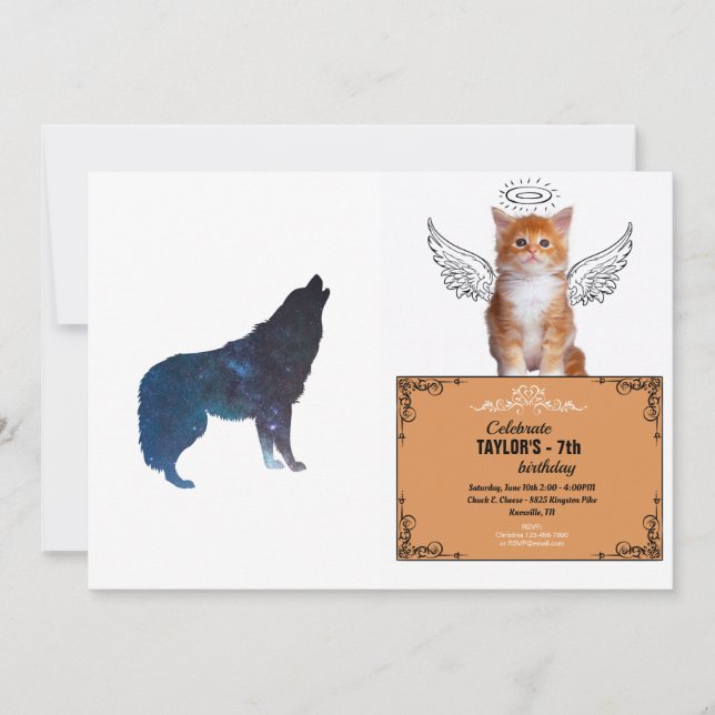 Wolf universe silhouette - Choose background colou Invitation (Front)