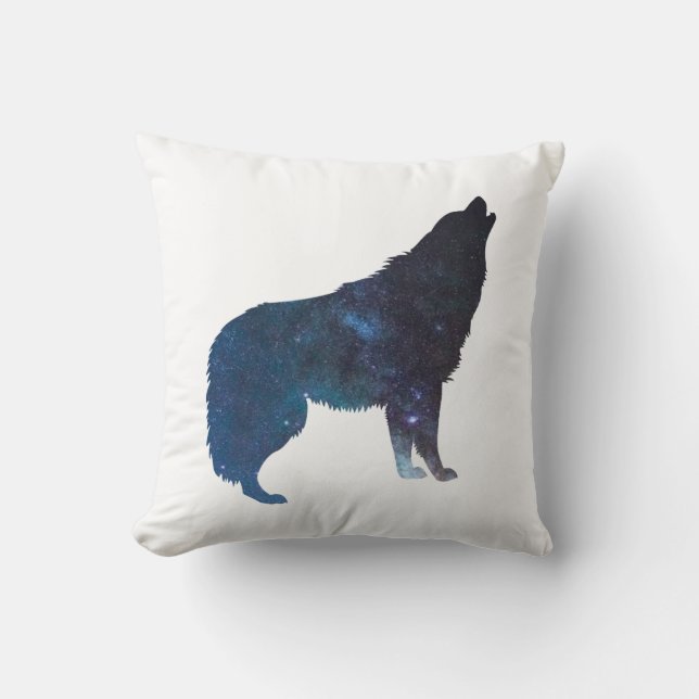 Wolf universe silhouette - Choose background colou Throw Pillow (Front)