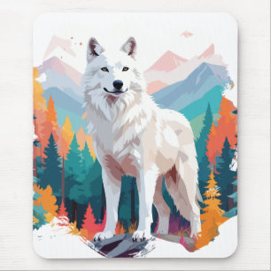 Wolf Vector Art Animal Majestic Nature Wildife Mouse Pad