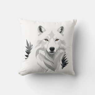 Wolf Vector Graphic Art Portrait Animal Spirit Throw Pillow