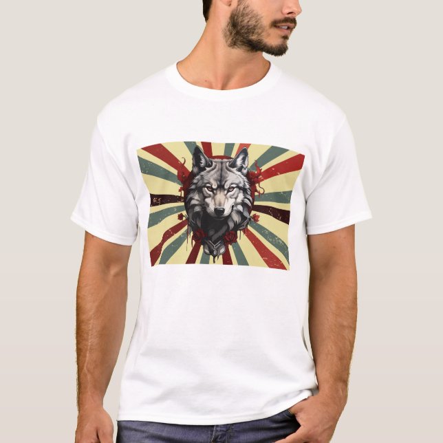 wolf vintage custom retro design T-Shirt (Front)