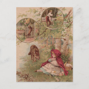 Wolf Walking Toward Red Riding Hood Postcard
