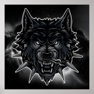 🐺 Wolf Wall Art Spiked Collar Bedroom Decor 🖤