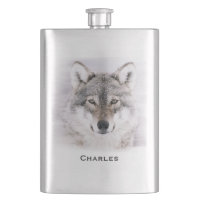 Wolf Water Colour Custom Flask