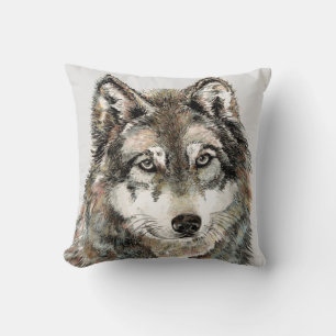 Wolf watercolor Animal Wolves Throw Pillow