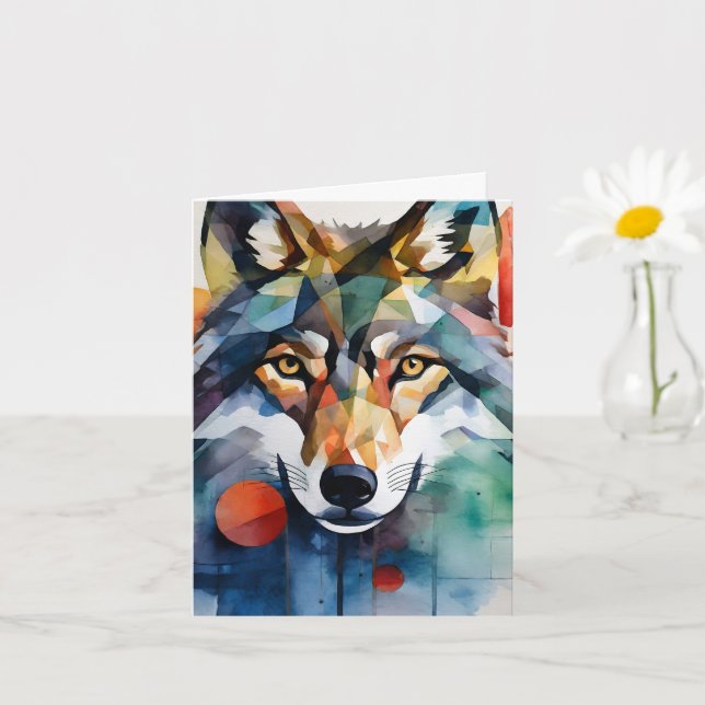 Wolf Watercolor Greeting Card (Small Plant)
