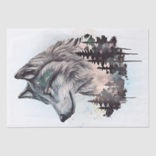 Wolf Watercolor Tissue Paper