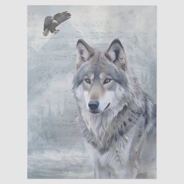 Wolf Watercolor Tissue Paper (Front)