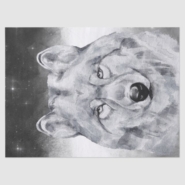 Wolf Watercolor Tissue Paper (Front)