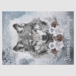 Wolf Watercolor Winter Christmas Tissue Paper